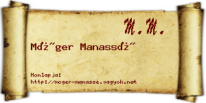 Móger Manassé névjegykártya